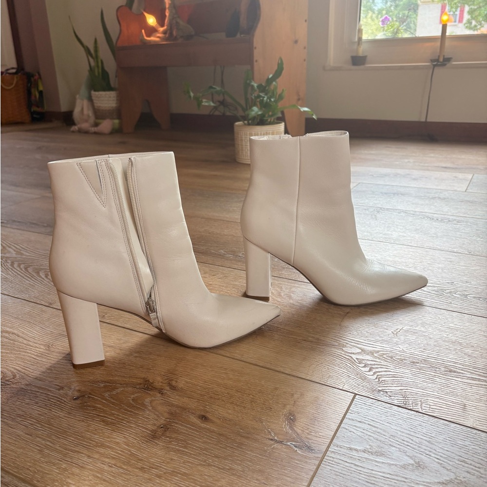 Marc Fisher White Ankle Boots